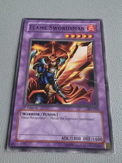 YuGiOh FLAME SWORDSMAN SDJ-024 (Common) 1st Edition HEAVY PLAY NON HOLO - Image 1