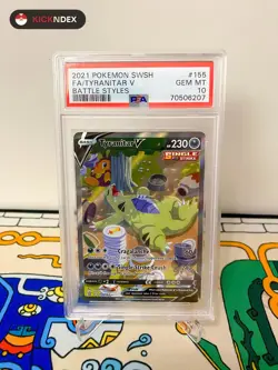 PSA 10 🟢 2021 Pokemon Sword & Shield Battle Styles Tyranitar V 155 Alt Art - Image 1