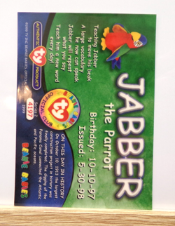 TY Beanie Babies BBOC Card - Series 2 Birthday (Green) Jabber the Parrot - Image 2