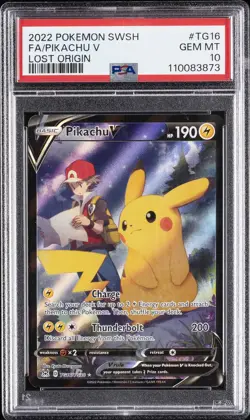 2022 POKEMON SWORD & SHIELD LOST ORIGIN #TG16 FULL ART/PIKACHU V PSA 10 - Image 1