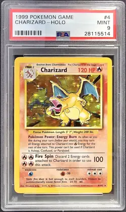 1999 POKEMON GAME #4 CHARIZARD HOLO PSA 9 - Image 1