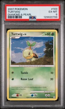 2007 POKEMON DIAMOND & PEARL #103 TURTWIG PSA 6 - Image 1