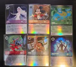 Disney Lorcana D100 Promo Cards - Elsa, Mickey, Genie, Stitch, Maui, Maleficent - Image 1