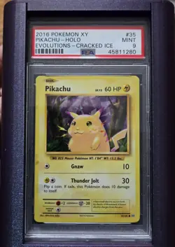 2016 Pokemon XY Evolutions Pikachu #35 Cracked Ice Holo PSA 9 - Image 1