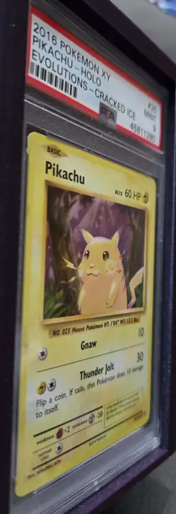 2016 Pokemon XY Evolutions Pikachu #35 Cracked Ice Holo PSA 9 - Image 5
