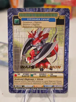 DIGIMON DIGI-BATTLE GOLD STAMP RARE CARD BOOSTER SERIES 4 BO-165 WARGROWLMON MT - Image 1