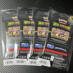 Pokemon TCG: Mega Evolution Sleeved Booster Pack Art Set (x4 packs) - SEALED! - Image 2