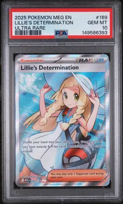 2025 POKEMON MEG EN-MEGA EVOLUTION ULTRA RARE #169 LILLIE'S DETERMINATION PSA 10 - Image 1