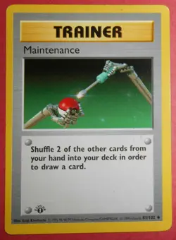Pokemon - Trainer - Maintenance Card - Uncommon 1st Edition - 83/102 - Damaged - Image 1