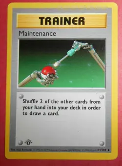 Pokemon - Trainer - Maintenance Card - Uncommon 1st Edition - 83/102 - Damaged - Image 2