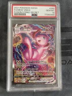 Pokemon TCG Fusion Strike Holo Card Mew VMAX 269/264 PSA 10 Gem Mint - Image 1