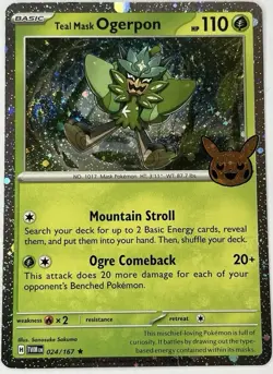 Pokemon Trick or Trade BOOster 2024 Teal Mask Ogerpon (Cosmos Holo) 024/167 820650852572 - Image 1