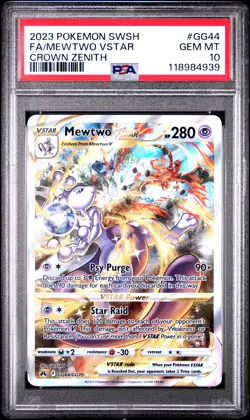 2023 POKEMON SWORD & SHIELD CROWN ZENITH #GG44 FULL ART/MEWTWO VSTAR PSA 10 - Image 1