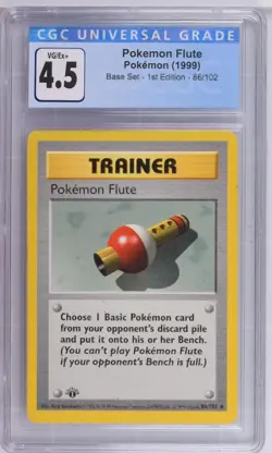 *POP 4* CGC 4.5 Pokemon Flute Non-Holo 1st Edition Base Set 86/102 Pokemon 1999 - Image 1