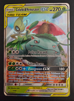 Celebi & Venusaur GX - 1/181 Team Up Ultra Rare Pokemon Card - MP/HP - Image 3