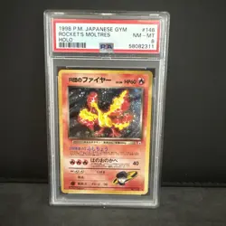 Rocket's Moltres Rare Holo Pokemon 1998 Gym Heroes Japanese #146 PSA 8 NM - Mint - Image 1