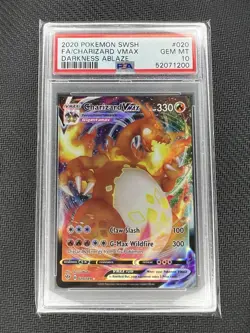 2020 Pokemon SWSH FA/Charizard VMAX Darkness Ablaze 020/189 PSA Gem Mint 10 - Image 1