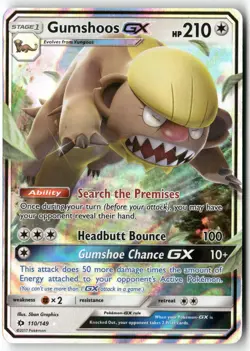 Gumshoos GX 110/149 Holo Ultra Rare SM Base Set Near Mint - Image 1
