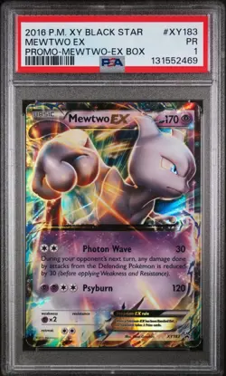 2016 Pokemon Xy Black Star Promo Mewtwo EX EX Box #XY183 PSA 1 - Image 1