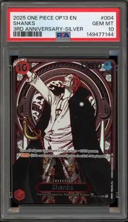 One Piece CCG Shanks 3rd Anniversary Silver OP09-004 PSA 10 Gem Mint - Image 1