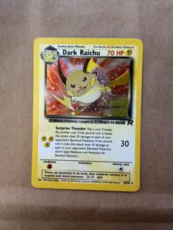 90’s Pokemon Dark Raichu Team Rocket Holo Secret Rare Unlimited 70 HP 83/82 - Image 2