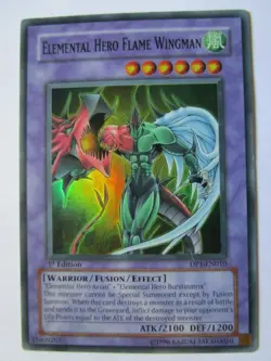 Yugioh! Elemental Hero Flame Wingman dp1-En010 1st Ed Damaged Play!! - Image 1