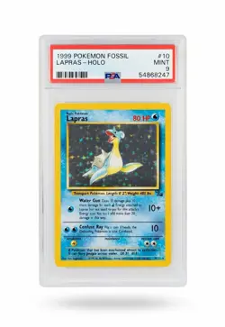 PSA 9 1999 POKEMON FOSSIL #10 LAPRAS - HOLO - Image 1