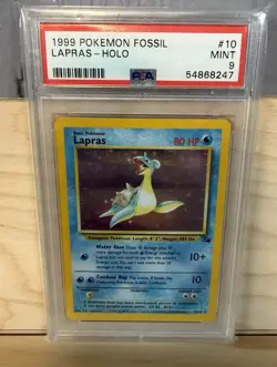 PSA 9 1999 POKEMON FOSSIL #10 LAPRAS - HOLO - Image 2