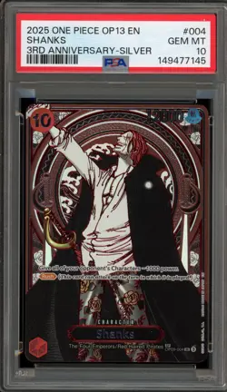 One Piece CCG Shanks 3rd Anniversary Silver OP09-004 PSA 10 Gem Mint - Image 1