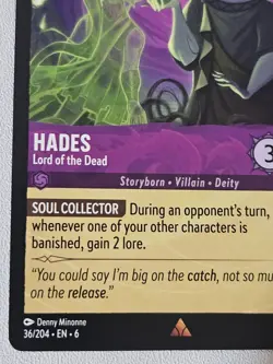 Disney Lorcana TCG Azurite Sea Hades Lord of the Dead 36/204 Rare Regular - Image 4