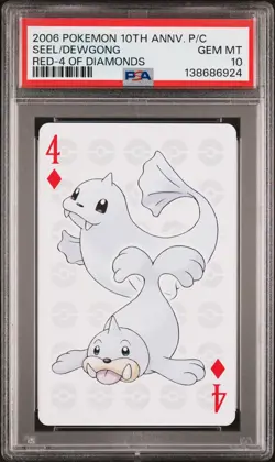 2006 POKEMON CENTER 10TH ANV PLAYING CARDS RED DECK DEWGONG/SEEL PSA 10 - Image 1