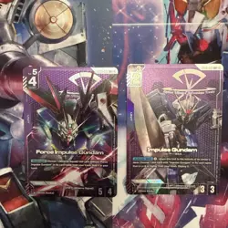 Gundam Card Game Impulse Gundam ST09-001 LR+ & Force Impulse Gundam ST09-002 LR+ - Image 1