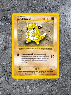 Pokemon TCG Cards SHADOWLESS Base Set Sandshrew 62/102 EXC - Image 1