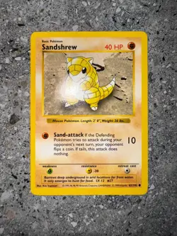 Pokemon TCG Cards SHADOWLESS Base Set Sandshrew 62/102 EXC - Image 3