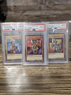 Yu-Gi-Oh!Queen’s Knight, Kings Knight Sequential & Jack’s Knight PSA 10 Set - Image 1