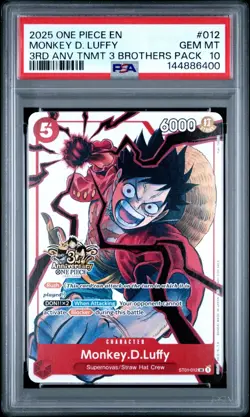 2025 ONE PIECE 3RD ANNIV TOURNAMENT 3 BROTHERS PACK #012 MONKEY D. LUFFY PSA 10 - Image 3
