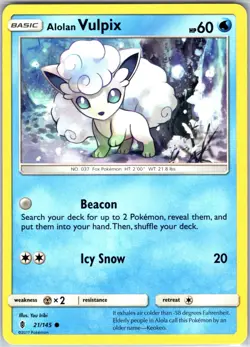 Alolan Vulpix 21/145 Common Regular Card SM - Guardians Rising Pokemon TCG LP - Image 1