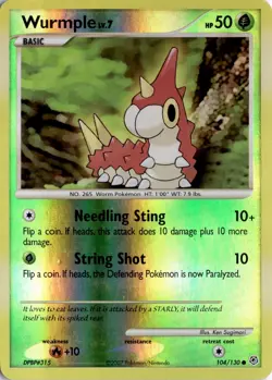 Wurmple 104/130 Reverse Holo Diamond and Pearl Pokemon Card TCG - Image 1
