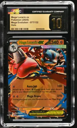 Pokemon Mega Lucario ex 077/132 Ultra Rare Mega Evolution - CGC 10 PRISTINE - Image 1