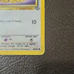 Pokemon TCG Meowth 56/64 Jungle Common 1st Edition Regular Basic 1999 English - Image 2