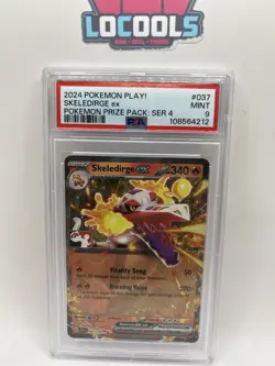 2024 POKEMON PLAY! POKEMON PRIZE PACK: SER 4 037 SKELEDIRGE EX PSA 9 Mint - Image 1