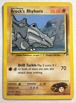 2000 Pokemon Gym Heroes Brock's Rhyhorn #070/132 MP - Image 1