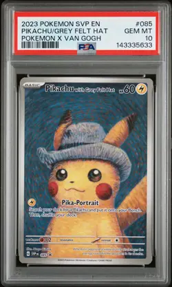 2023 POKEMON SVP EN-SV BLACK STAR PROMO #085 PIKACHU WITH GREY FELT HAT PSA 10 - Image 1