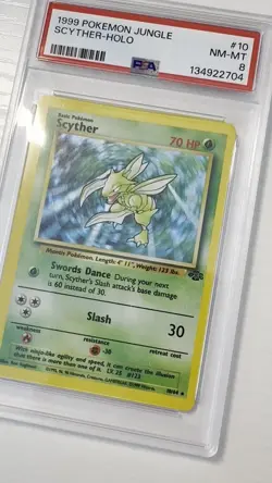 1999 Pokemon Jungle Scyther-Holo PSA 8 *BRAND NEW SLAB* - Image 2