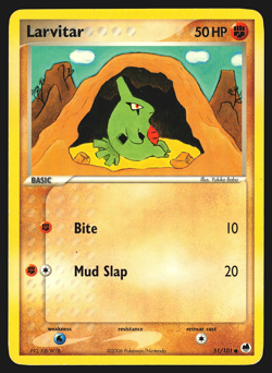 Larvitar 51/101 EX Dragon Frontiers Pokemon Card MP - Image 1