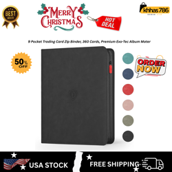 9 Pocket Trading Card Zip Binder, 360 Cards, Premium Exo-Tec Album Mater - Image 1
