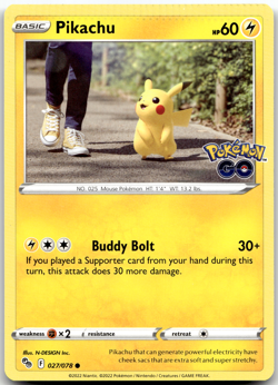 Pikachu Crimp Error 027/078 Pokemon GO Pokemon Card NM - Image 1