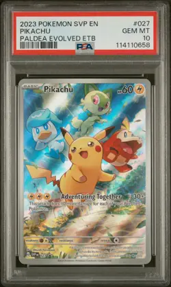 2023 POKEMON SVP EN-SV BLACK STAR PROMO #027 PIKACHU PSA 10 - Image 1