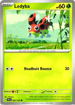 Pokemon Stellar Crown Ledyba Regular Common Card - Image 1