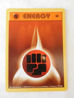 1999 WOTC Pokemon Card Shadowless First 1st Edition Base Fighting Energy 97/102 - Image 1